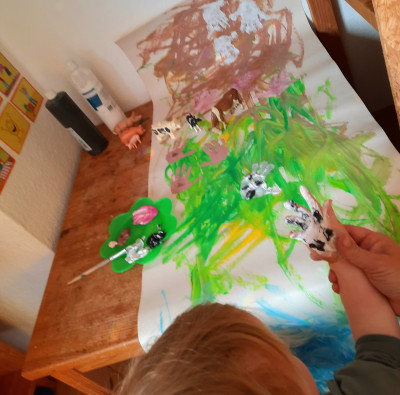 ein großes Bauernhof.Bild