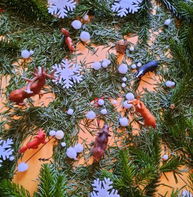 Aktionswanne mit Weihnachtsbaum.Nadeln