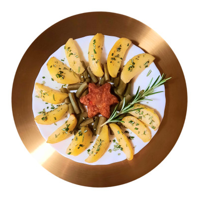 Rosmarin.Kartoffeln mit grünen Bohnen und Glücksstern